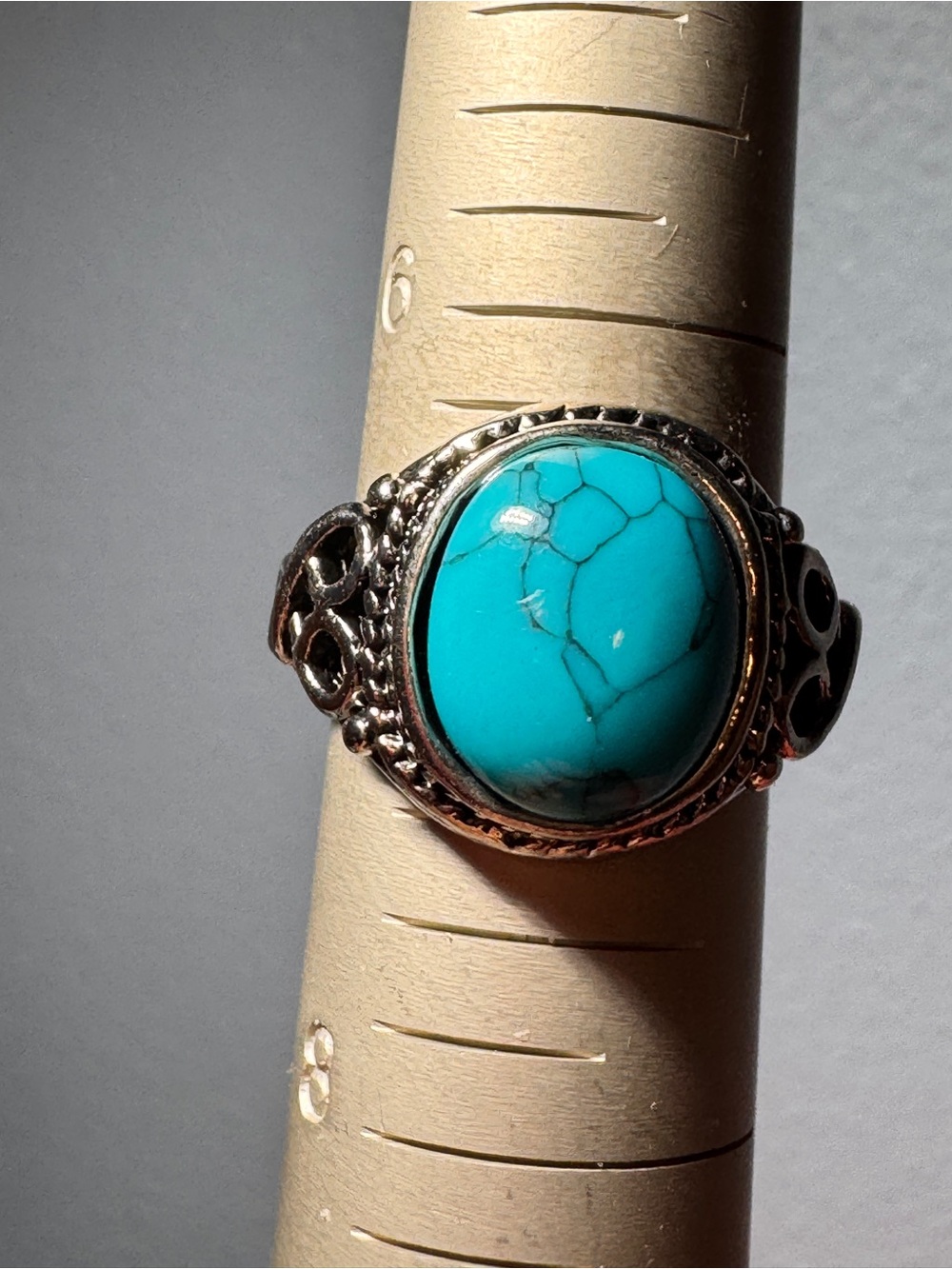 Sterling Silver Turquoise Oval Statement Ring - Blue